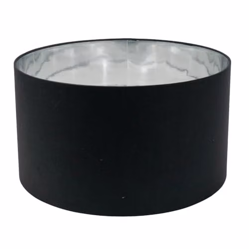 ValueLights Reni Large Cylinder Pendant Shade in Black with Chrome Inner, Width: 45 cm
