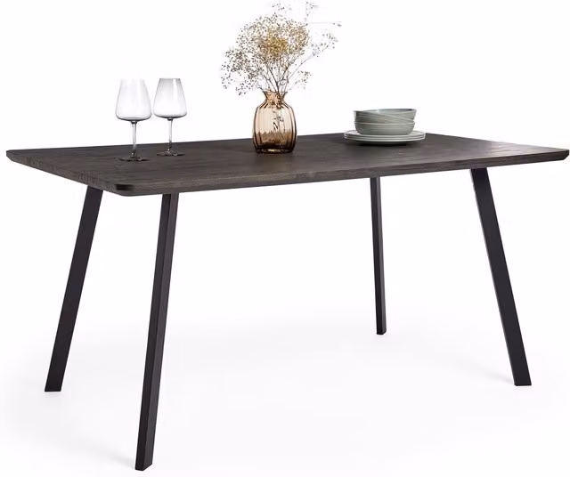 Spinningfield 6 Seater Rectangular Dining Table in Brown Wood and Metal
