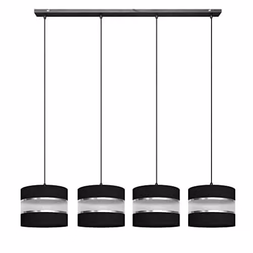 Netlighting Helen Straight Bar Pendant Ceiling Light in Black and Silver, 100 cm