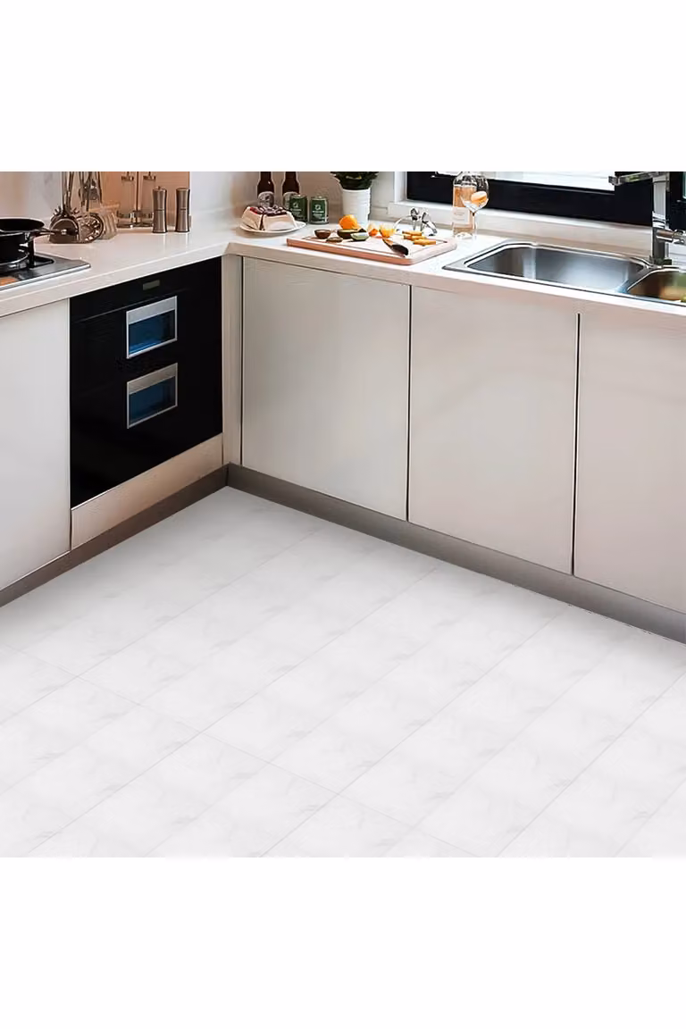 Living and Home 10-Piece Volakas White Marble Self-Adhesive PVC Wall and Floor Tile Stickers, W/D/H: 20 x 20 x 0.2 cm