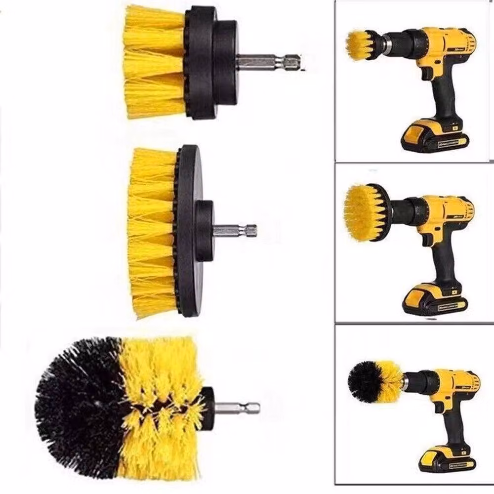 Havendro 5-Piece Drill Brush Power Scrubber Set for Carpet and Car Floor Cleaning in Yellow – 4