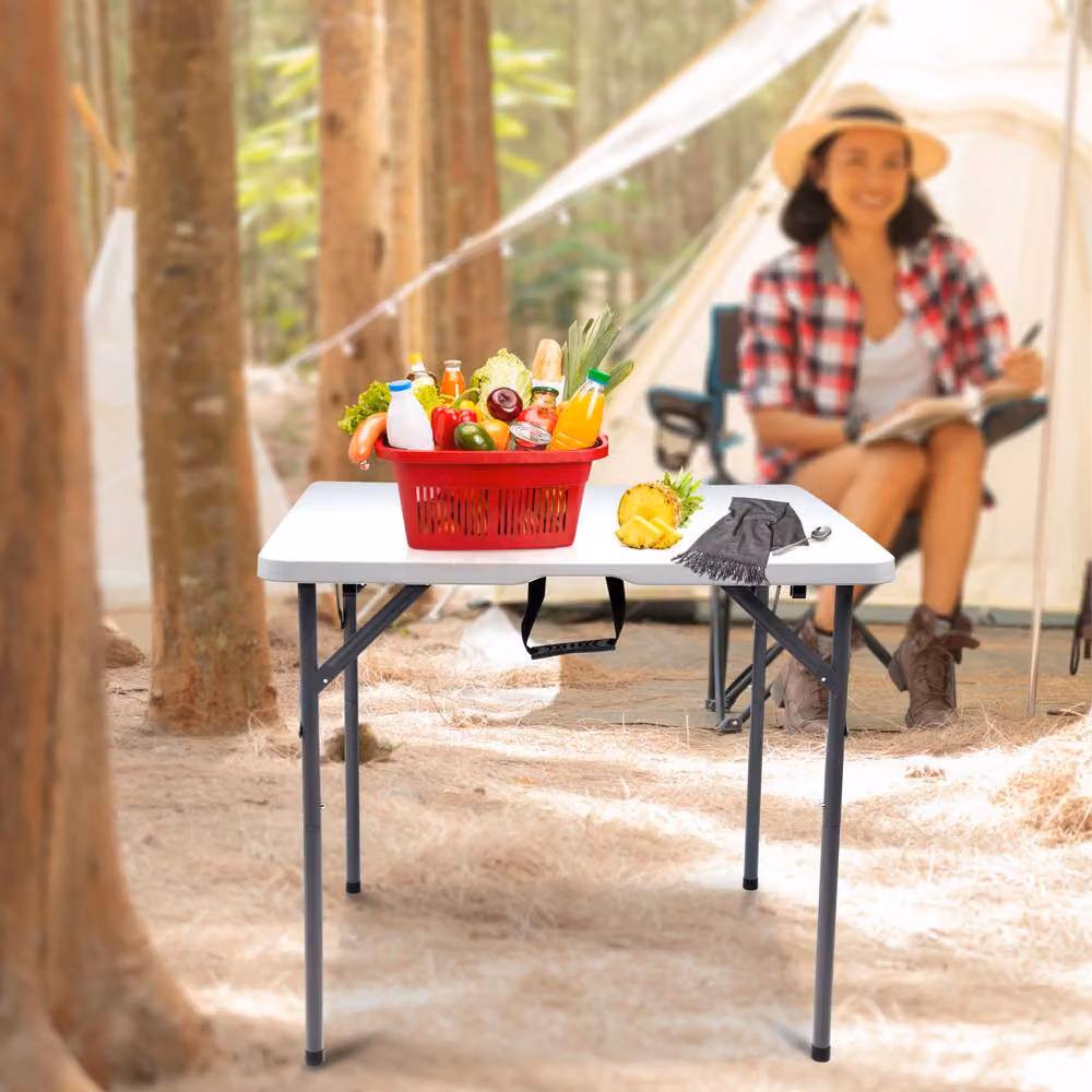 Crystals White Plastic Folding Square Table for Garden, Kitchen or Camping, W/D/H: 91.44 x 91.44 x 75 cm – 3