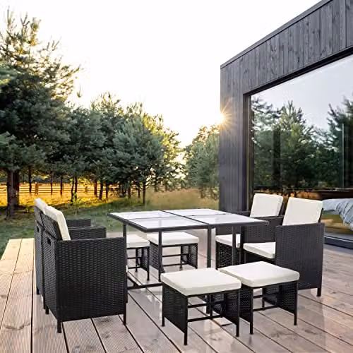 MCC Direct Cuba 9 Piece Rattan Garden Furniture Set in Black – 1