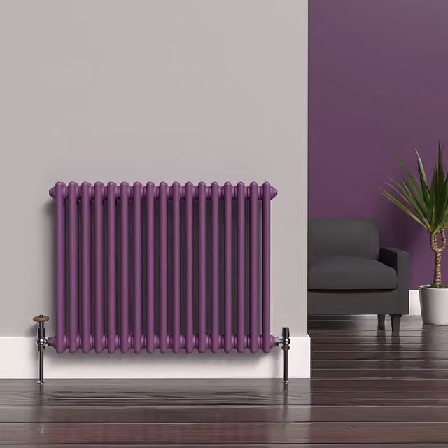 Lux Heat Horizontal Column Radiator in Pretty Plum Purple, W: 60.0 cm, H: 78.5 cm