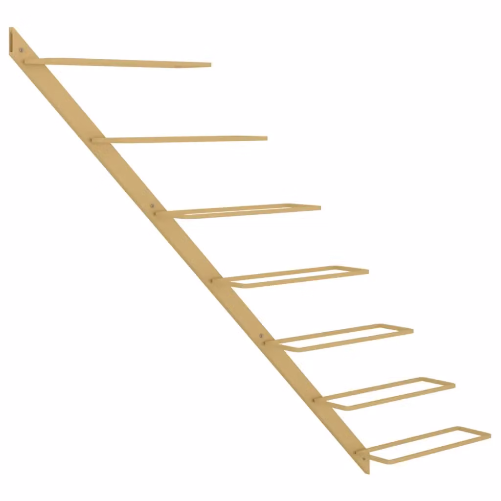 Berkfield Home Wall-mounted Gold Metal Wine Rack for 7 Bottles – 2