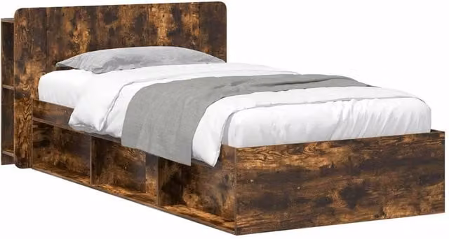 Berkfield Home Modern Bed Frame with Storage Drawers in Smoked Oak Brown, W: 80 cm, L: 200 cm – 1