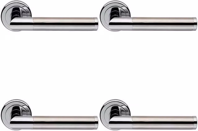 Loops 4x Pair Sectional Round Bar Lever on Round Rose Concealed Fix Dual Chrome