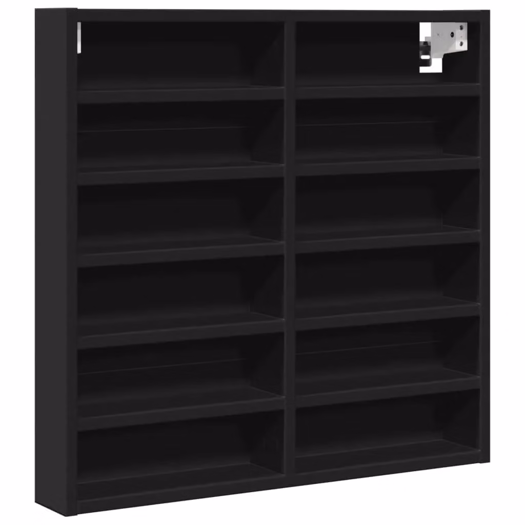 Berkfield Home Black Vitrine Cabinet with Glass Doors and Internal Shelves, W/D/H: 60 x 8.5 x 58 cm – 2
