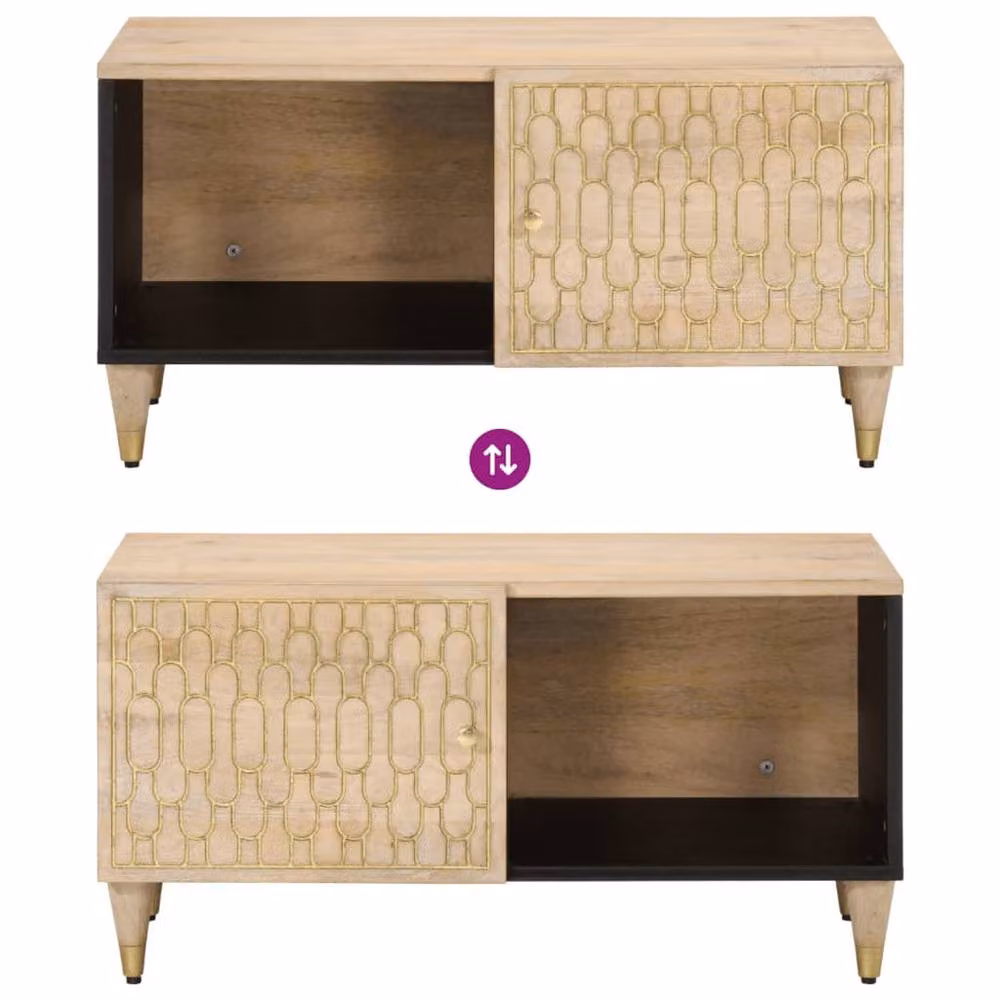 Berkfield Home Beautiful Coffee Table in Light Brown Solid Mango Wood W/D/H: 80 x 50 x 40 cm – 3