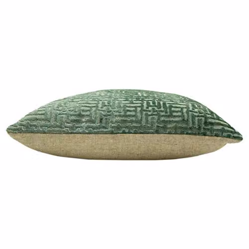 Paoletti Green Velvet and Linen Square Graphic Cushion, W/D/H: 45 x 45 x 45 cm – 2