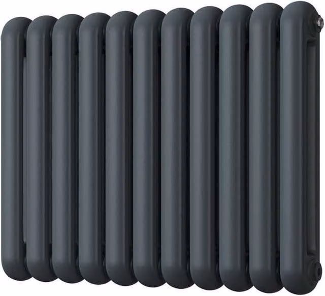 Sherwood Anthracite Round Top 2 Column Steel Wall Mounted Radiator H: 180 cm, W: 78.5 cm, D: 6 cm