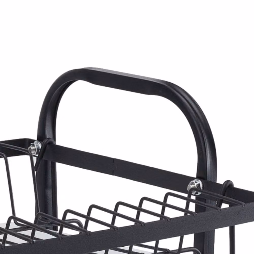 Garden Sanctuary 2-Tier Black Steel Dish Drying Rack with Drip Tray and Cutlery Holder – 4