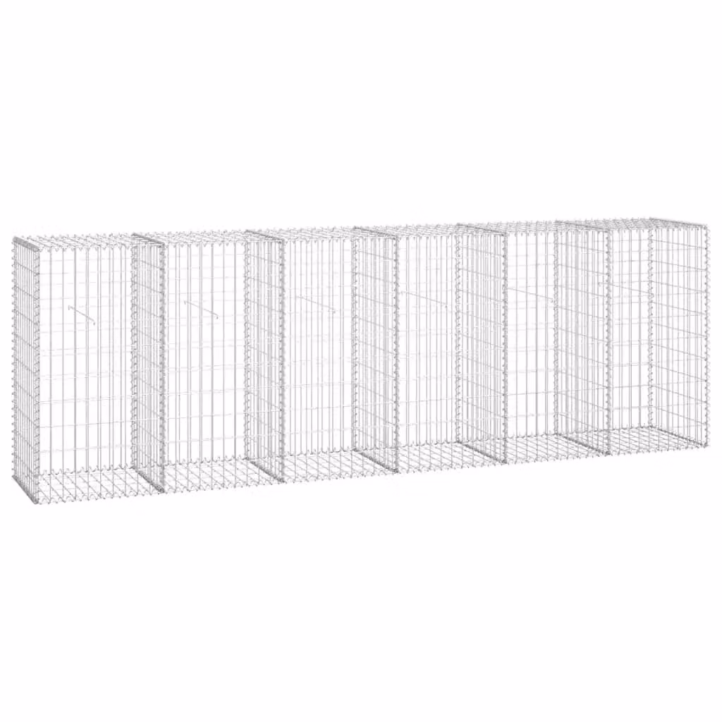 Berkfield Home Galvanised Steel Gabion Fence Wall with Covers in Silver, W: 300 cm, D: 50 cm, H: 100 cm – 2
