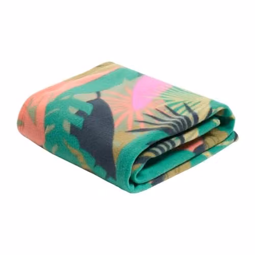 OHS Tropical Floral Polar Fleece Throw Blanket, Green and Multicolour, W/D/H: 120 x 150 cm