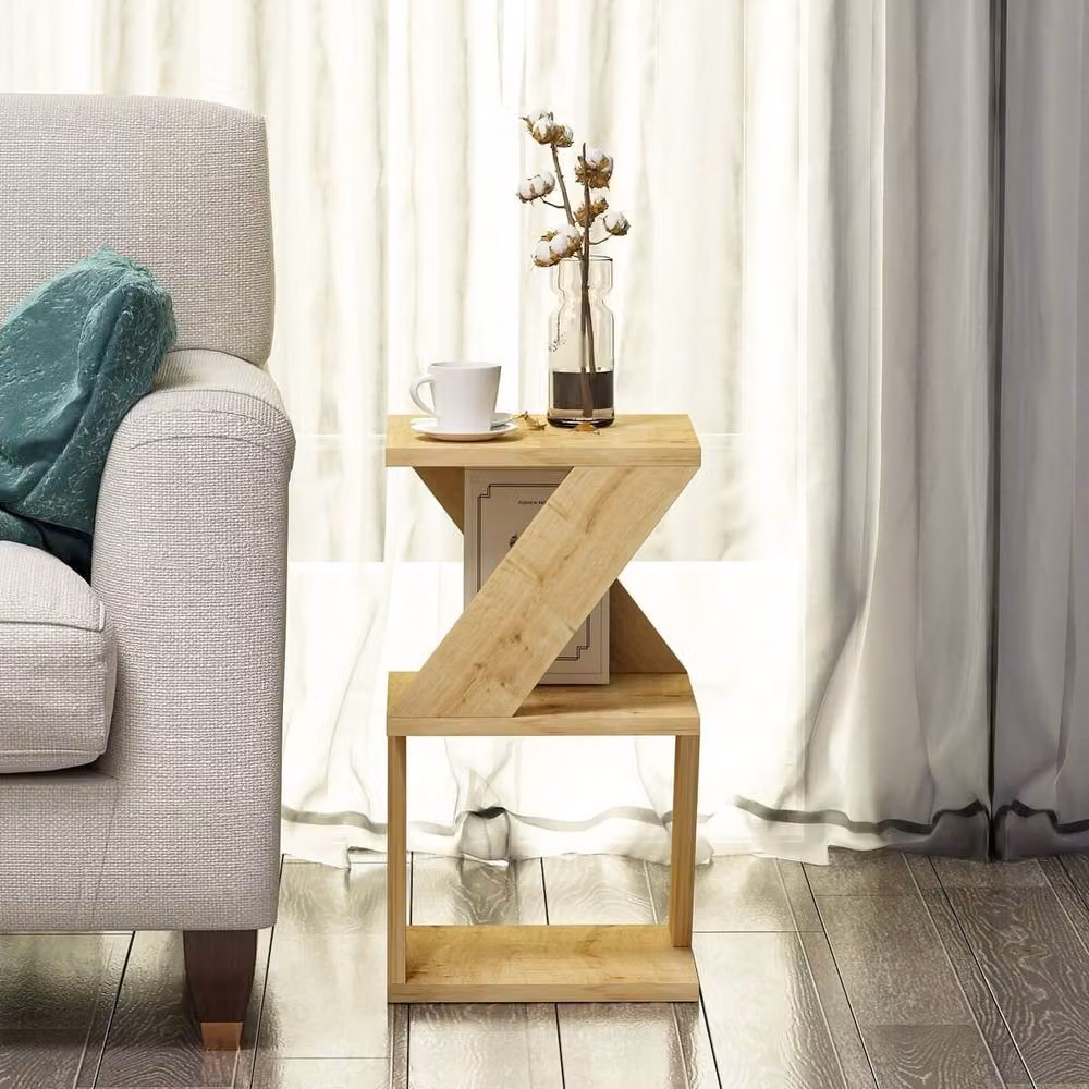 CALICOSY ALBENI 3-Tier Side Table in Light Oak, W/D/H: 30 x 30 x 50 cm – 4