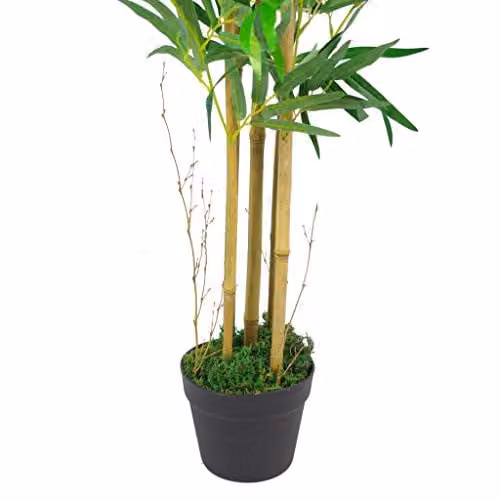Leaf Design UK Realistic Artificial Bamboo Tree with Copper Metal Planter, Green and Brown, Height: 120 cm
