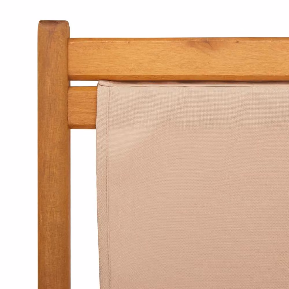 Berkfield Home Set of 2 Folding Beach Chairs in Taupe Fabric and Solid Wood – 4