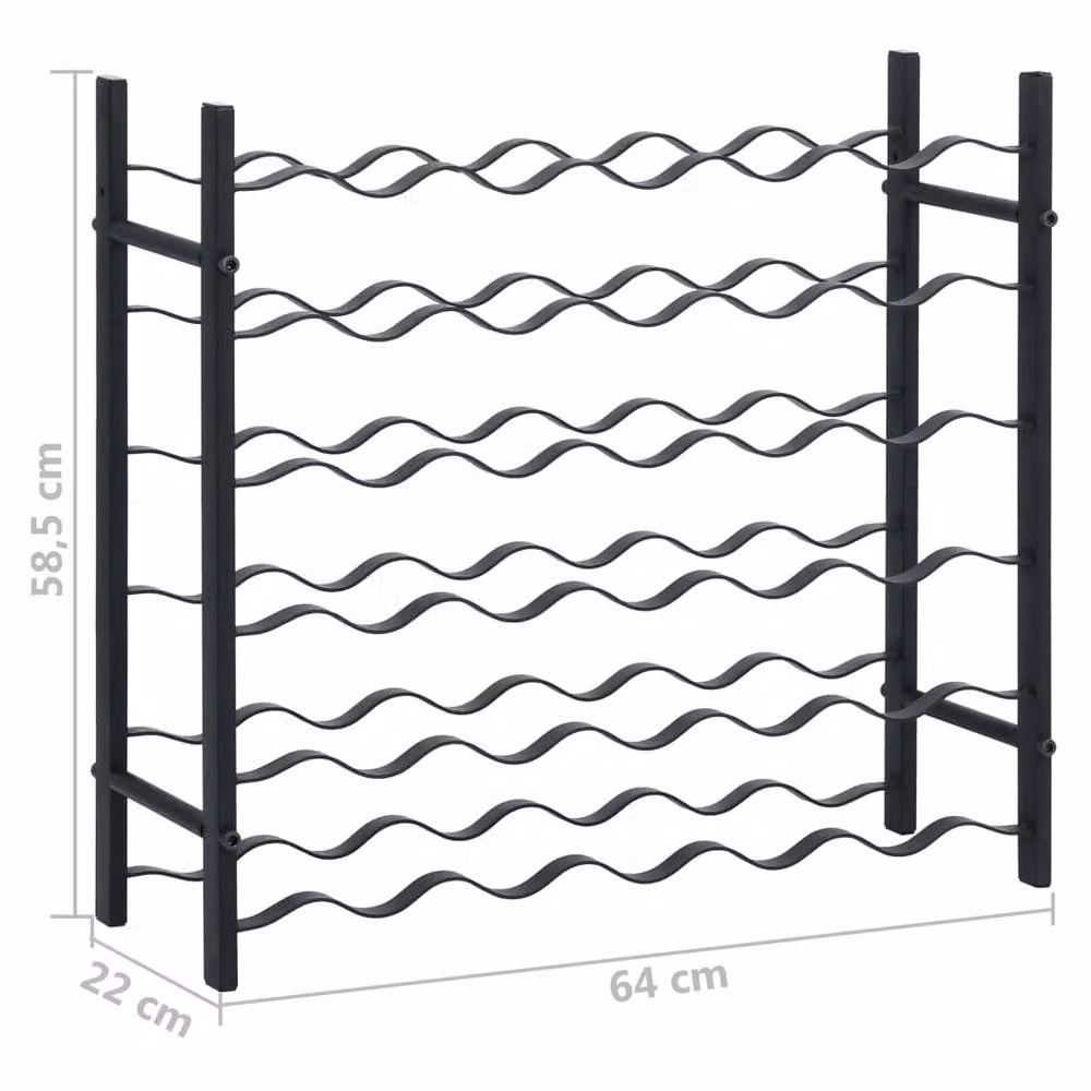 Berkfield Home Wall Mounted Metal Wine Rack for 36 Bottles, Black Matt, H: 64.0 cm x W: 58.5 cm x D: 22.0 cm – 5