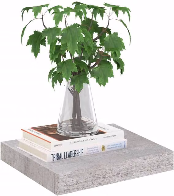 Berkfield Home Durable Floating Wall Shelf in Concrete Grey, W/D/H: 23 x 23.5 x 3.8 cm