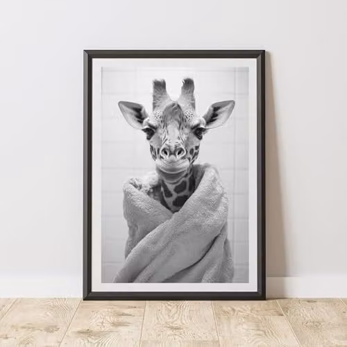 60 Second Makeover Giraffe Towel Animal Print Paper Poster, A3, Multicolour