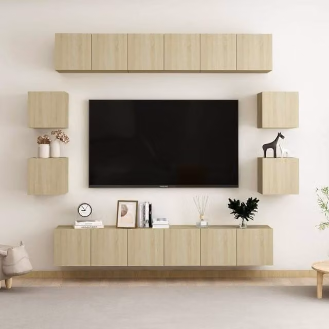 Berkfield Home 10 Piece Sonoma Oak TV Cabinet Set in Brown and Beige