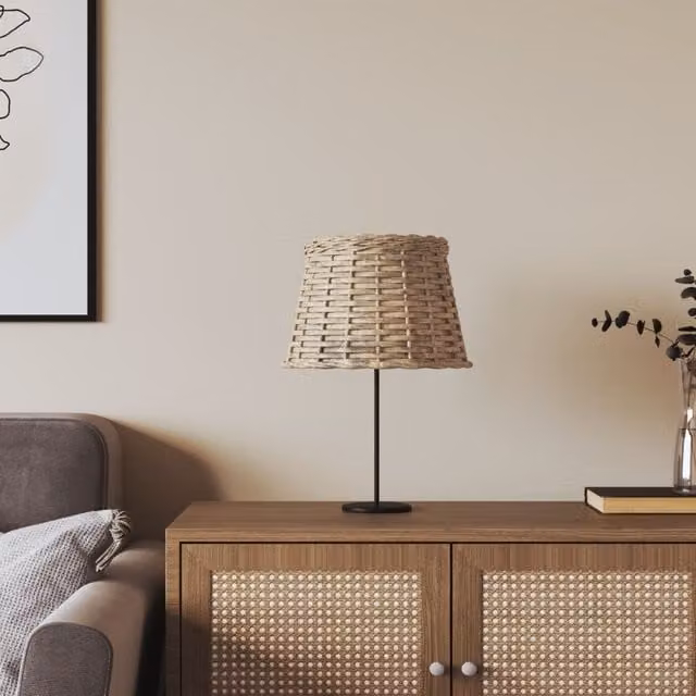 Berkfield Home Brown Wicker and Rattan Lamp Shade, W: 25 cm, H: 17 cm