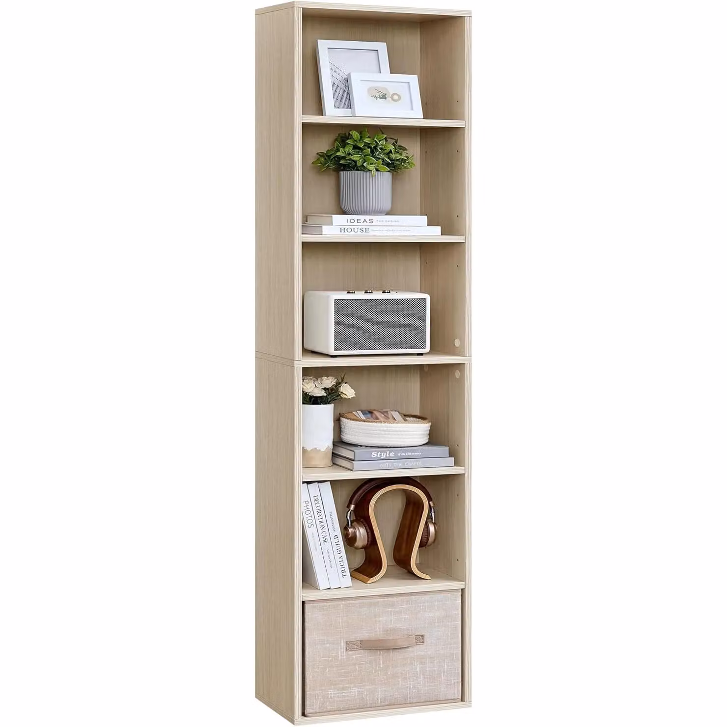 VASAGLE 6 Tier Open Bookshelf Storage Unit with Adjustable Shelves in Beige – 3