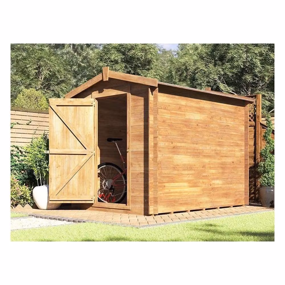 Dunster House Heavy Duty 19mm Pressure Treated Log Store Shed with Superfelt in Brown W: 250 cm, D: 180 cm, H: 19 mm – 3