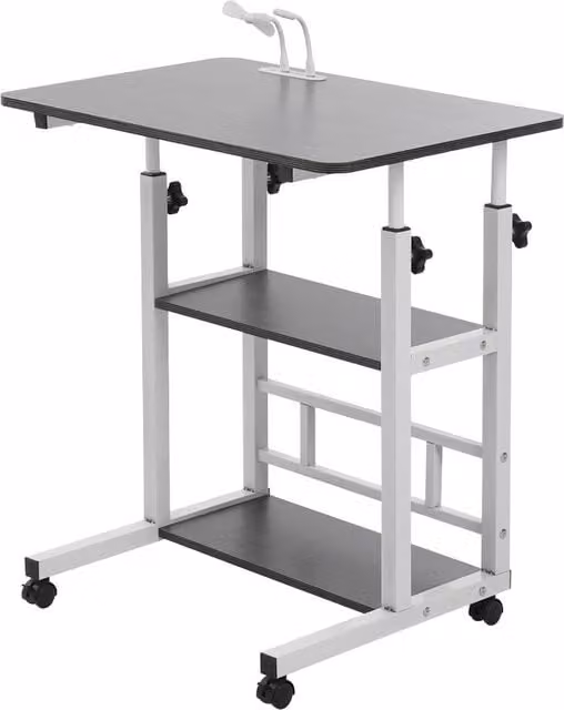 Livingandhome Height Adjustable Mobile Overbed Table with Castors, Black