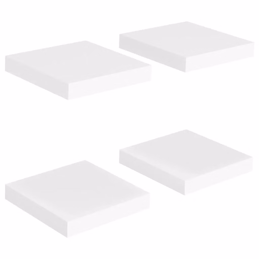 Berkfield Home Set of 4 White Floating Wall Shelves, MDF and Metal, W/D/H: 23 x 23.5 x 4 cm – 2
