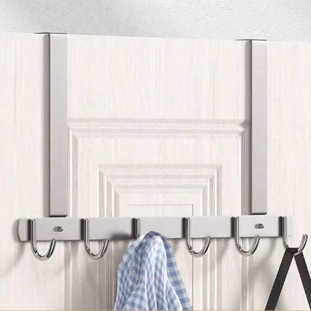 SPETLEK 7 Hook Clothes Coat and Jacket Rack in Silver