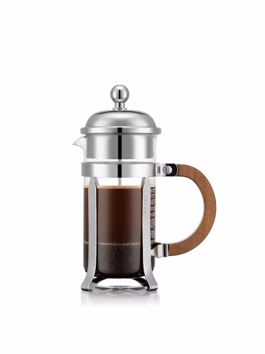 Bodum Chambord French Press Coffee Maker with Wooden Handle, Silver, 0.3 l