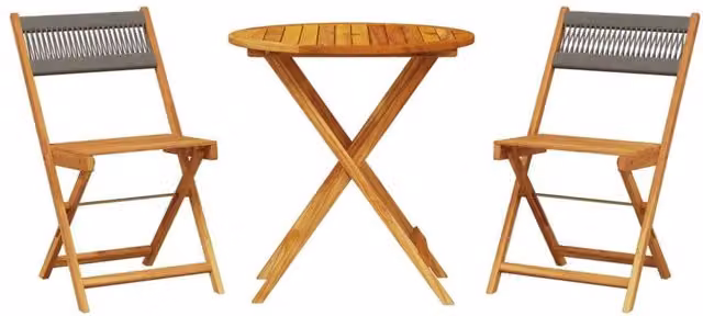 Berkfield Home 3 Piece Grey Polypropylene and Acacia Wood Bistro Set