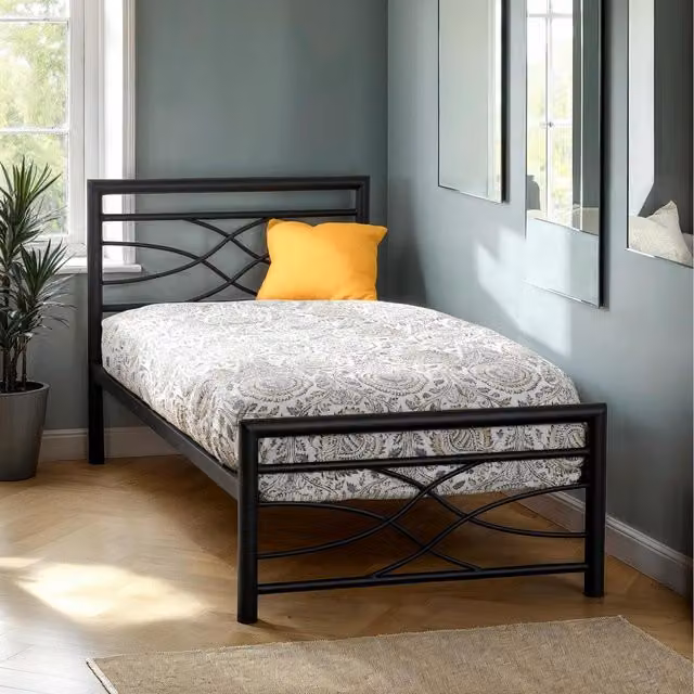 Seconique Kelly Metal Bed in Black, W/D/H: 90 x 190 cm – 1