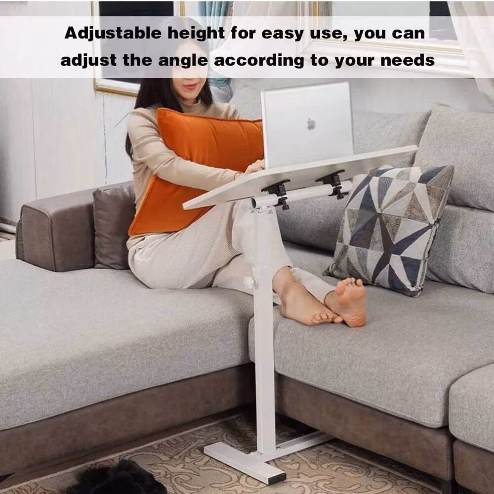 FORGEVIO White Adjustable Mobile Laptop Stand with Tilting Top and Sled Base – 3