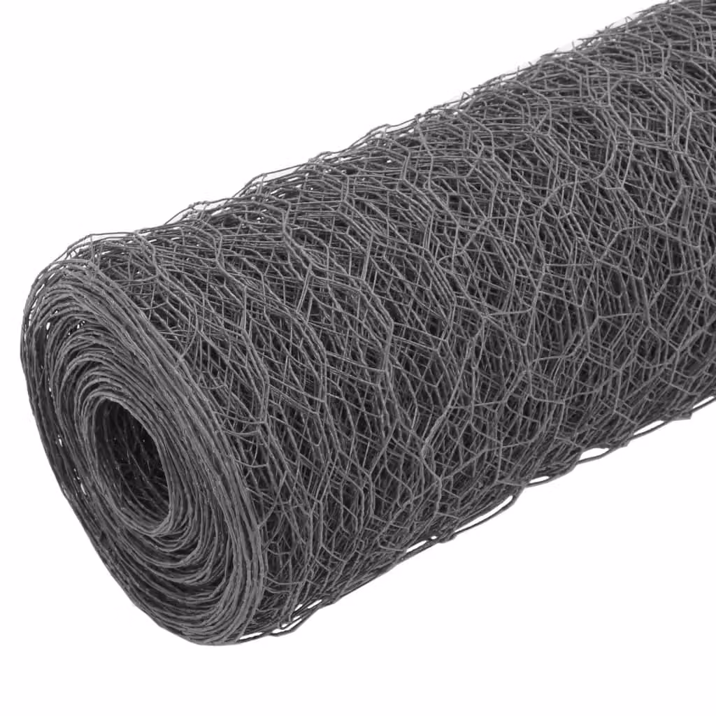 Berkfield Home Grey PVC Coated Steel Chicken Wire Fence, 25 x 1.5 m – 2