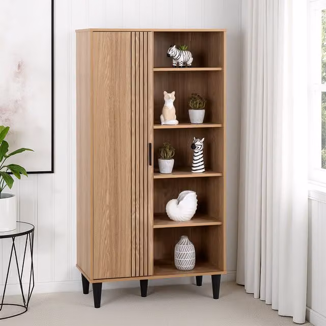 Seconique Tessa 1 Door Bookcase Unit in Natural Oak