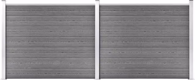 Berkfield Home WPC Fence Panel Set in Grey, W: 353 cm, H: 146 cm – 1