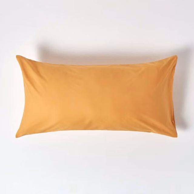 Homescapes 200 Thread Count Yellow Combed Cotton Percale Pillowcase