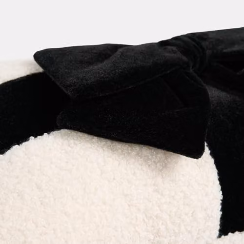 OHS Bow Wrapped Boucle Scatter Cushion in Black and White, W: 50 cm, H: 30 cm – 3