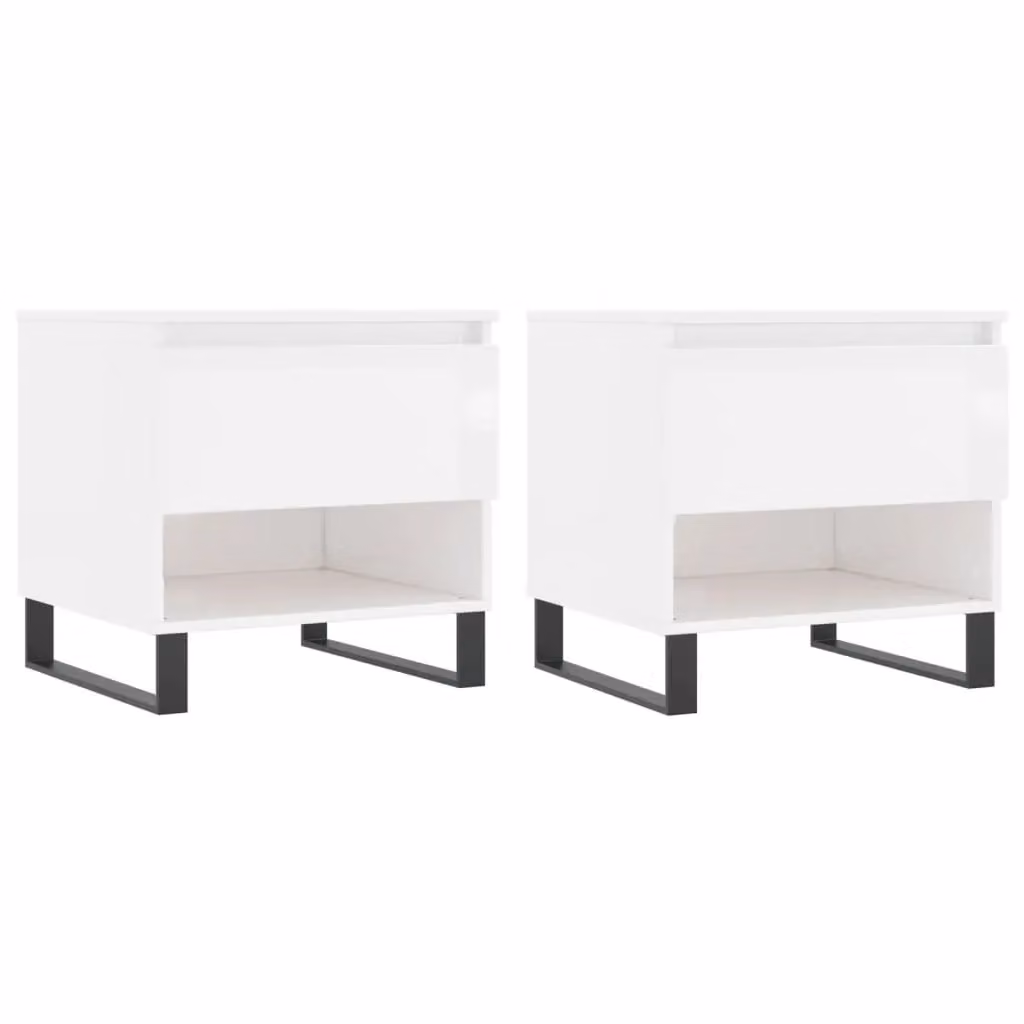 Berkfield Home Set of 2 High Gloss White Square Coffee Tables, W/D/H: 50 x 46 x 50 cm – 2