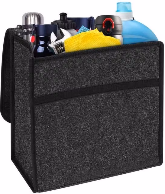 FLAVORA Large Anti-Slip Car Boot Organiser in Grey, W/D/H: 50 x 50 x 50 cm