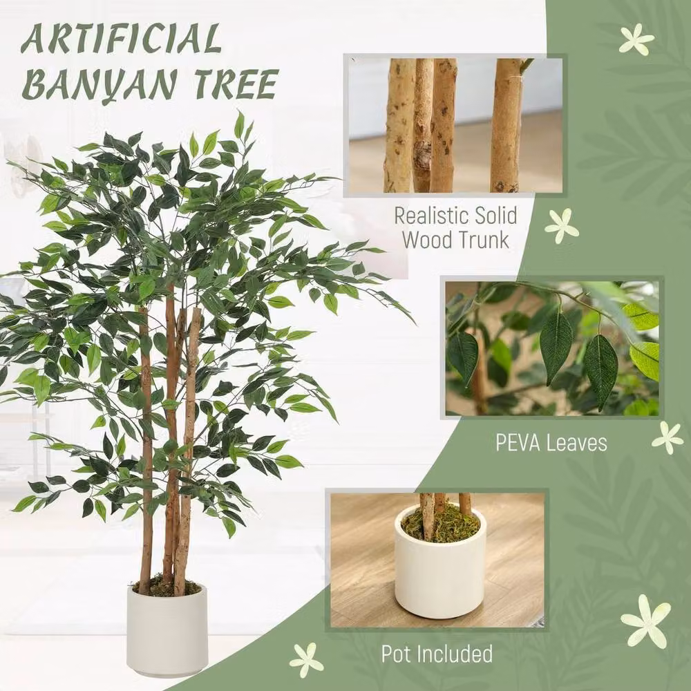 KORVIXA Green Artificial Ficus Tree, Height: 120 cm – 3