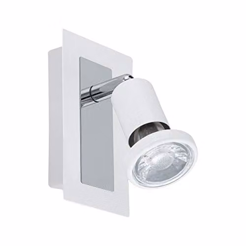 Loops Modern Wall Spot Light in White and Chrome with Rocker Switch and GU10 LED Bulb