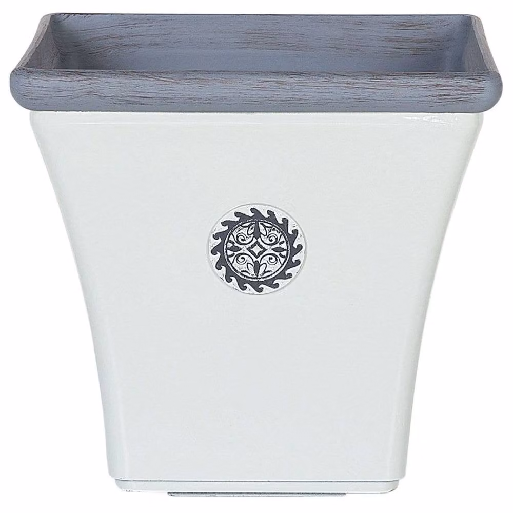Wyld and Coco White Fibreglass Flared Square Planter W: 37 cm, D: 35 cm, H: 37 cm – 1