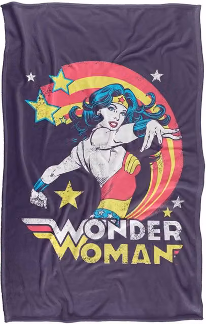 Warner Bros. Wonder Woman Good Vibes Super Soft Fleece Throw Blanket, Multicolour – 6