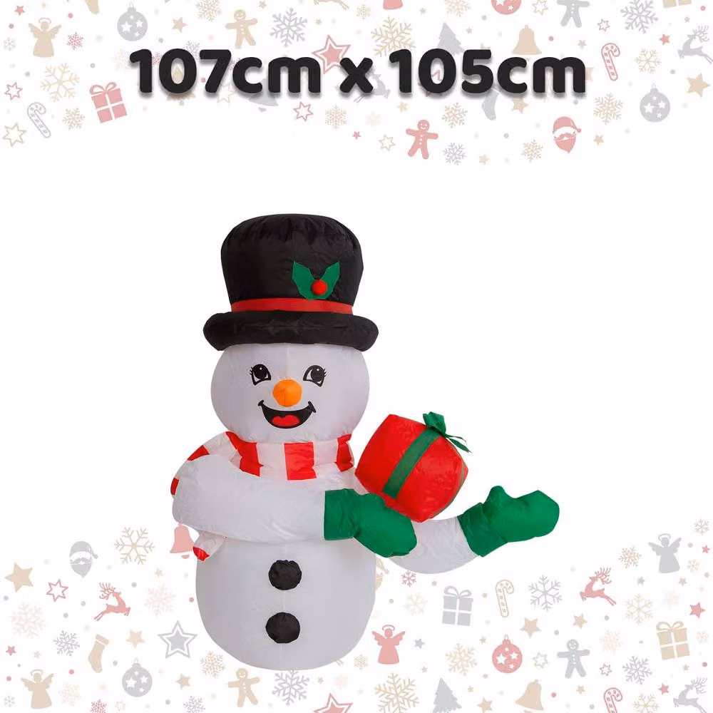 VFM e-Store Christmas Snowman Inflatable Outdoor and Indoor Decoration, White, W/H: 105 x 107 cm – 2
