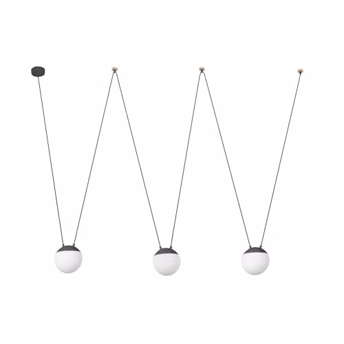 Netlighting Mine 3 Light Grey Glass Sphere Suspension Pendant E27