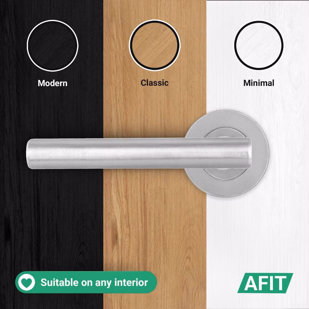 AFIT Olvera Range Satin Silver Round Rose Door Handles with T-Bar Latch, 1 Pair – 4