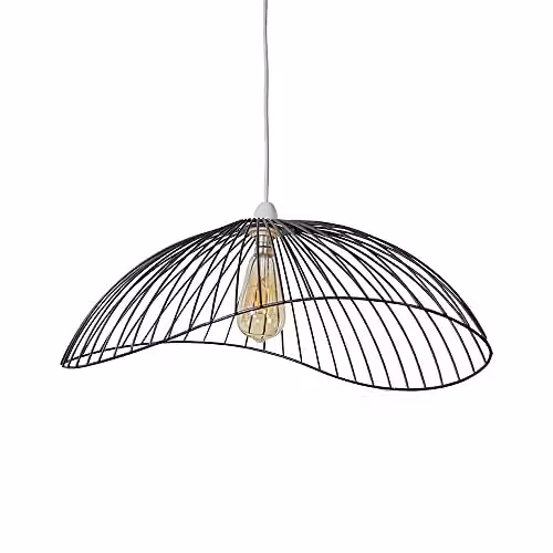 MiniSun Wavy Wire Design Dome Ceiling Light Shade in Black Metal, Width: 31 cm – 1